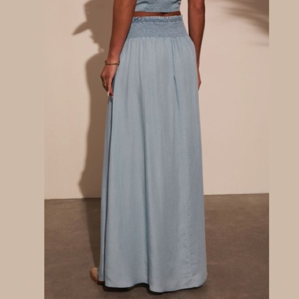 New Chambray Denim Smocked Maxi Skirt - Picture 5 of 8